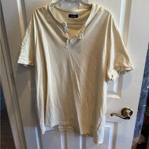 Alfani Beige Casual Button Down Shirt